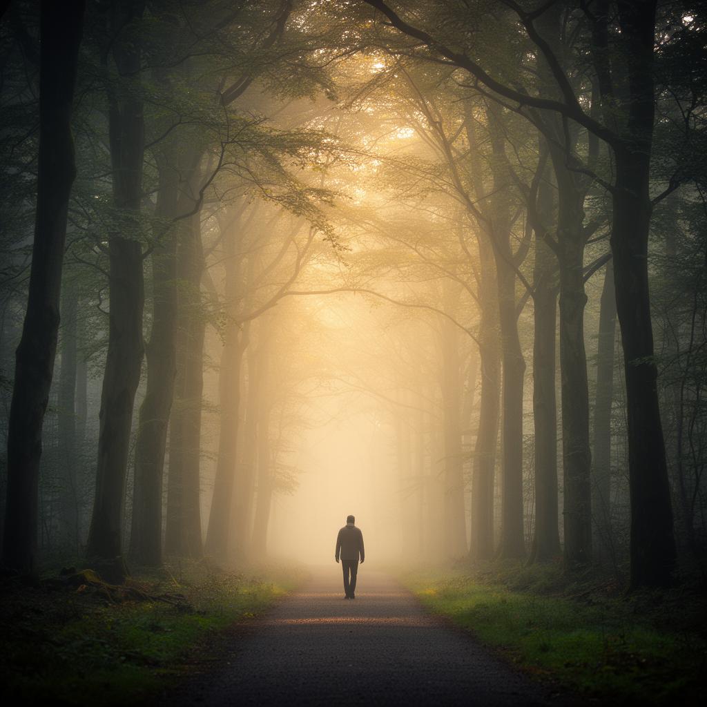 Chemin dans une forêt à l'aube
